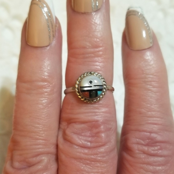 Vintage Jewelry - VTG Authentic ZUNI Sterling Multi Gem Ring